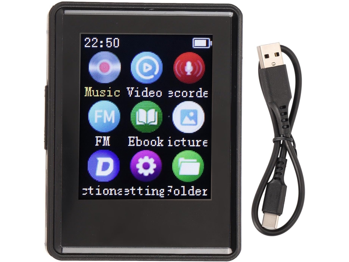 Rádio FM portátil de 5 polegadas com MP3, MP4 e Bluetooth 5.0, áudio HiFi, 1,77" com livro (sem manual).
