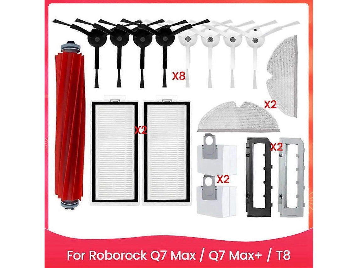 Acessórios Para Aspirador Robô Roborock Q7 Max / Q7 Max+ / T8: Saco De Pó, Filtro Hepa, Escova Lateral Principal, Pano De Limpeza._ozo