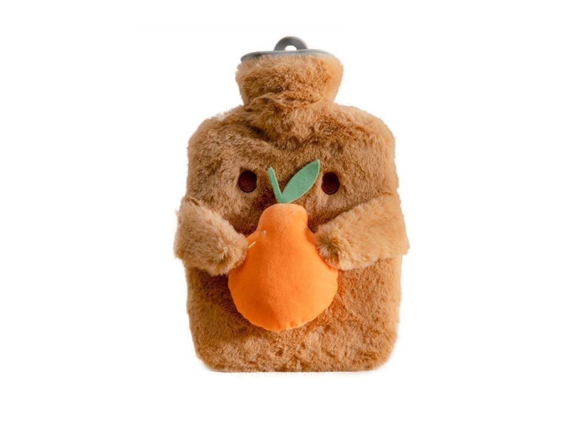 Capas Para Garrafa De Água Quente Linjou De Borracha Inodora Com Tampa De Pelúcia Para Inverno (marrom)