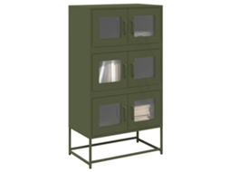 Vidaxl Aparador Alto 68x39x123 Cm Aço Verde Azeitona