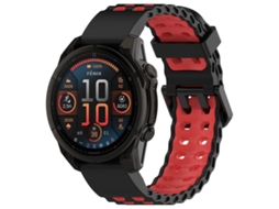 Bracelete Para Garmin Ocean (26mm) - Silicone Bicolor - Fivela Dupla Preto E Vermelho