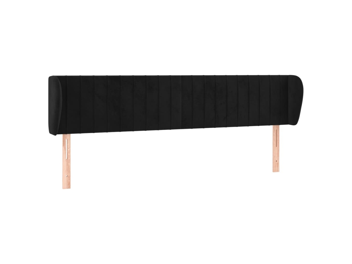 Cabeceira de Cama C/ Abas Veludo Preto MAISON EXCLUSIVE (183x23x78 cm)