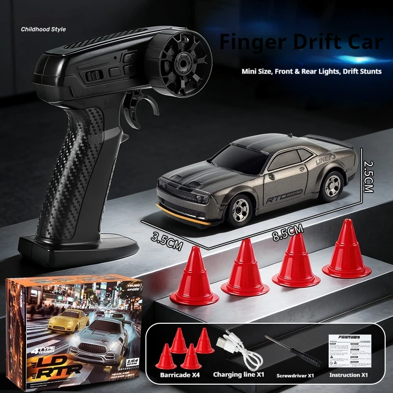 Carro de Drift com Controle Remoto 1:64, Tração nas Quatro Rodas 2.4g, Modelo de Simulação MDUG (srt Prata)