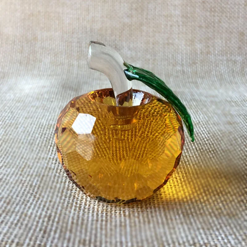 Ornamento de Maçã de Cristal, Ornamento Esférico de Vidro Multifacetado MDUG (cor Âmbar, 100 Mm)