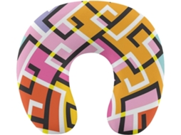 Almofada de Viag com Geometria Abstrata, Suporte Cervical em Espuma Viscoelástica, Acessório Lavável Formato