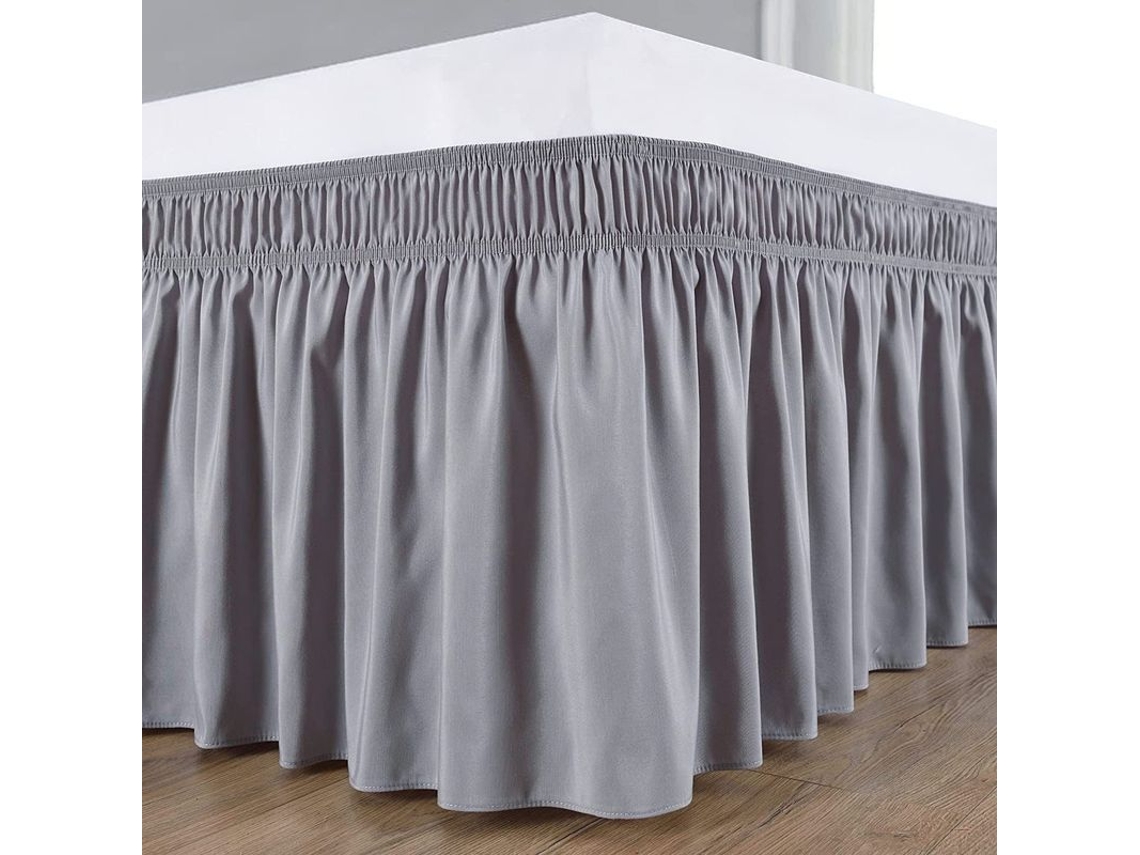 Saia de cama elástica de microfibra 150x200cm com gola 40cm cinza fácil instalação | S/MARCA