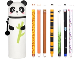 Estojo De Silicone 2 Em 1 Estilo Kawaii, Conjunto Canetas Gel