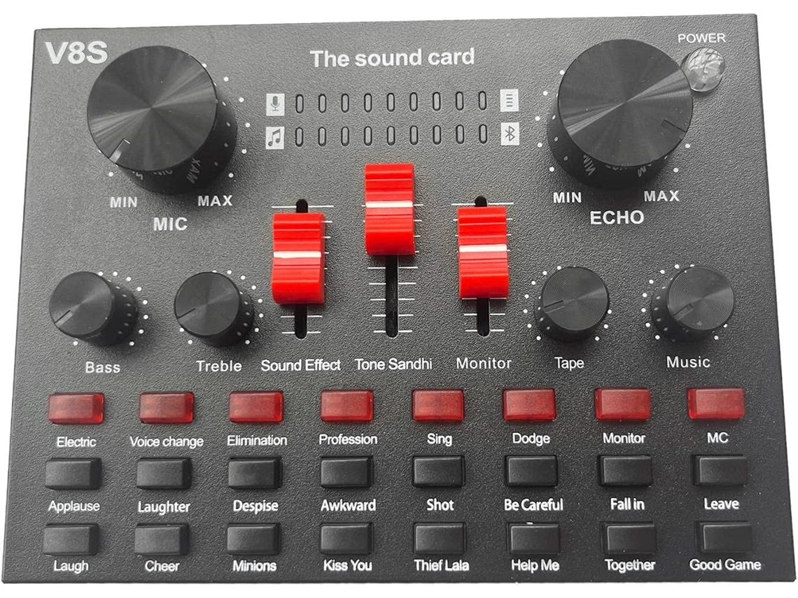 Microfone Usb Recarregável V8s com Mixer Externo para Karaokê e Interface de 3,5 Mm SFUSHOS