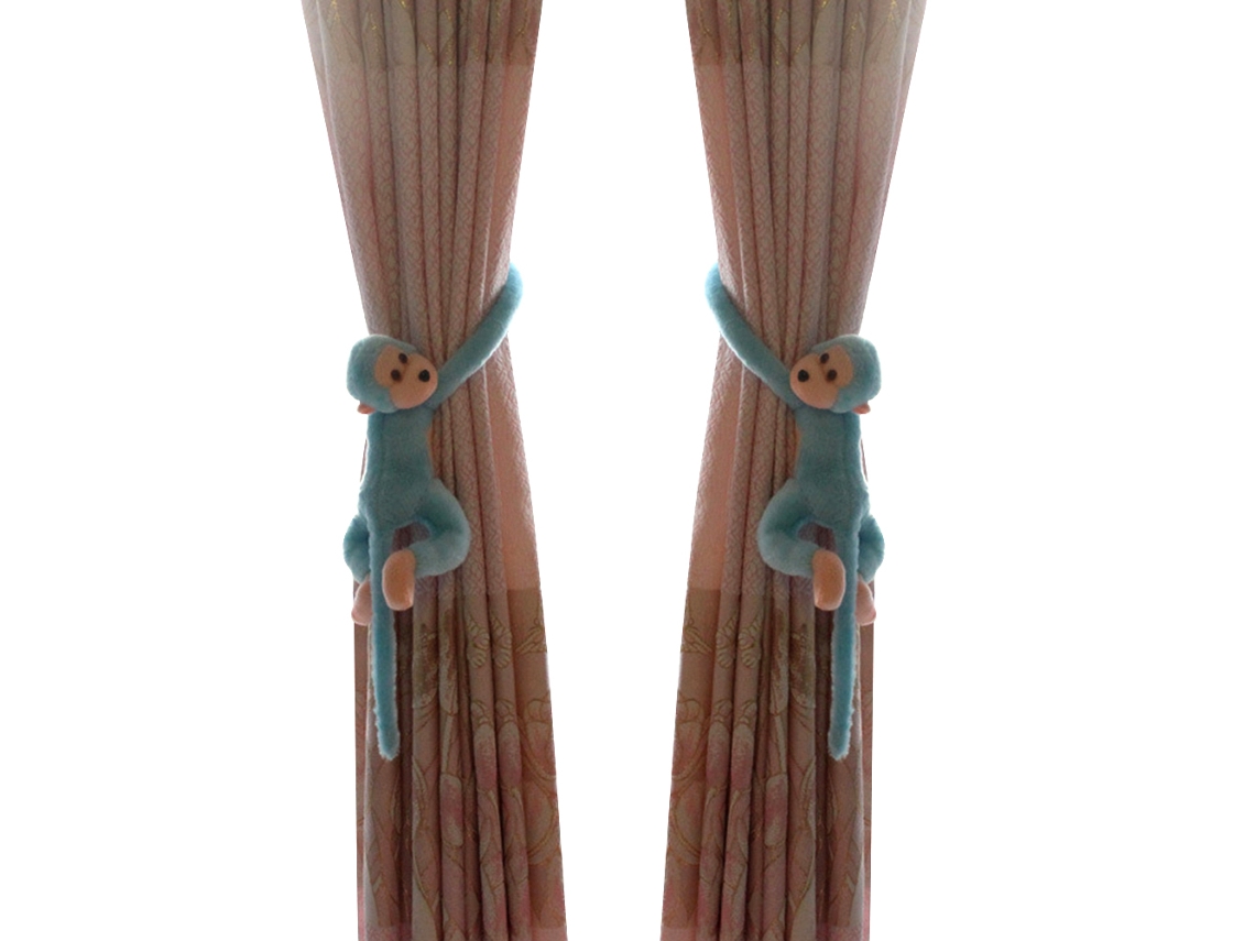 Prendedor de Cortina Macaco de Cauda Longa Azul Par