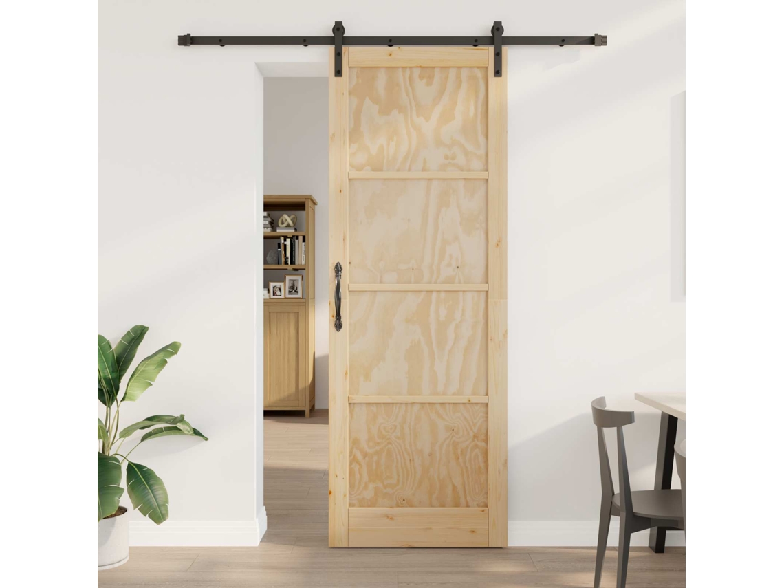 Vidaxl Porta Deslizante Natural E Preto 83 X 232 Cm