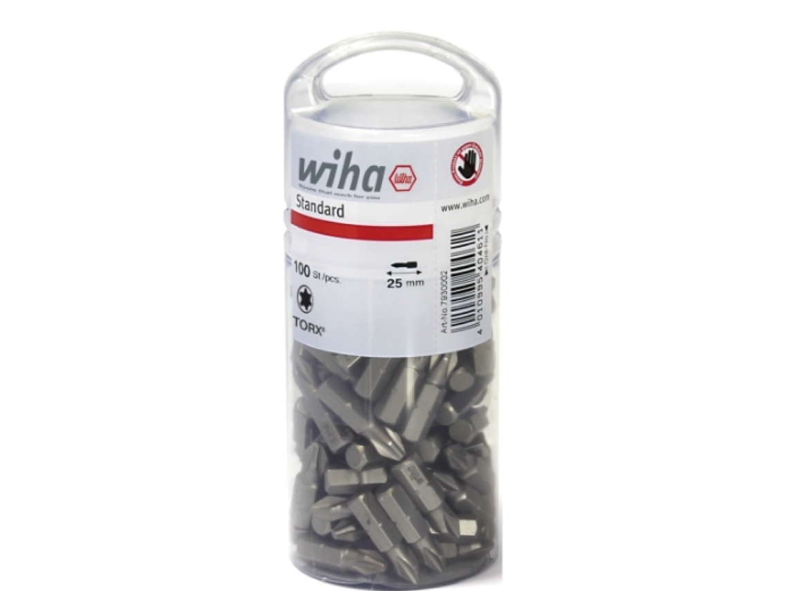 Conjunto De Brocas Padrão WIHA 25 Mm Torx® (T40) 50 Unid., 1/4" Em Pacote Grande (08070)