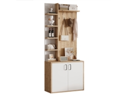 Cabide de 75*33*180 Cm, com Roupeiro, Sapateira, Ganchos para Casacos, Armário de Cinco Níveis e Compartimento de Arrumação. PENGJIANG SHOP