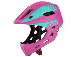Capacete Infantil De Segurança Para Skate (rosa) Com Luz Traseira E Protetor De Queixo Removível.