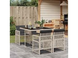 Vidaxl 5 Pcs Conjunto De Jantar P/ Jardim C/ Almofadões Cinzento Claro