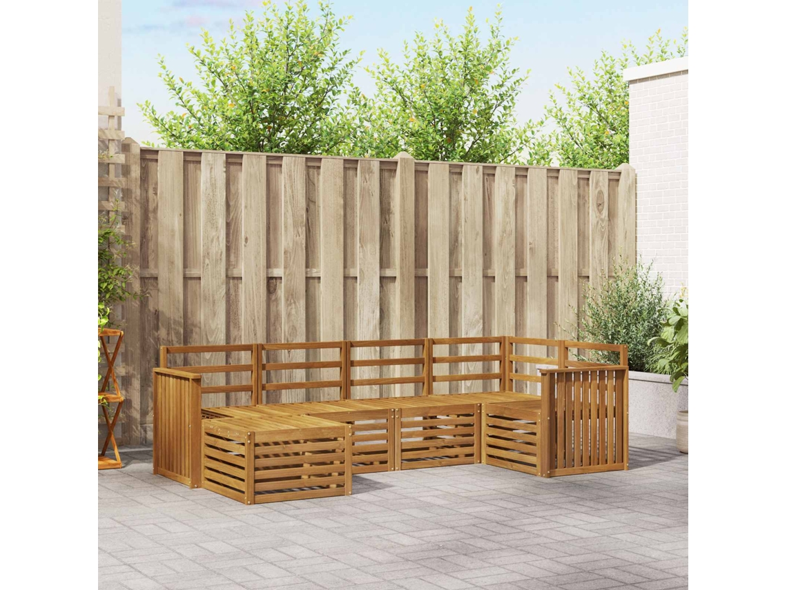 Vidaxl Conjunto De Sofá Sectional 6 Pcs Natural