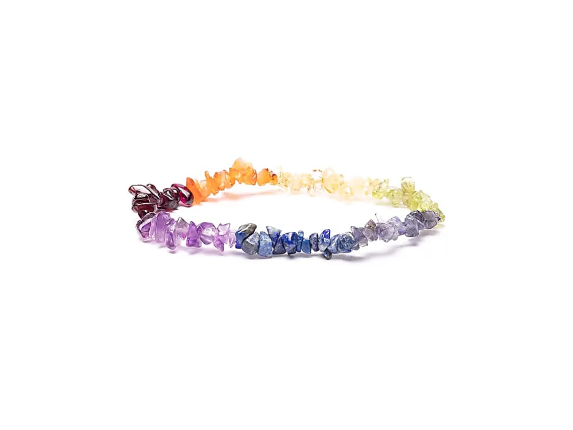 Pulseira 7 Chakra Chips Pacote Elástico De 5 Peças