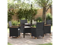 Vidaxl Conjunto de Jantar para Jardim 5 Pcs Preto Vime Pe