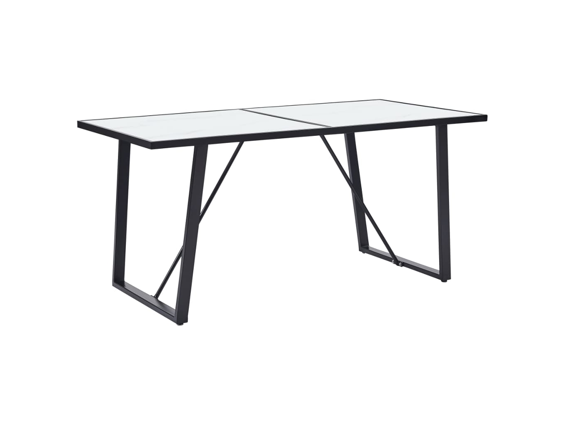 Vidaxl Mesa De Jantar 160x80x75 Cm Vidro Temperado Branco