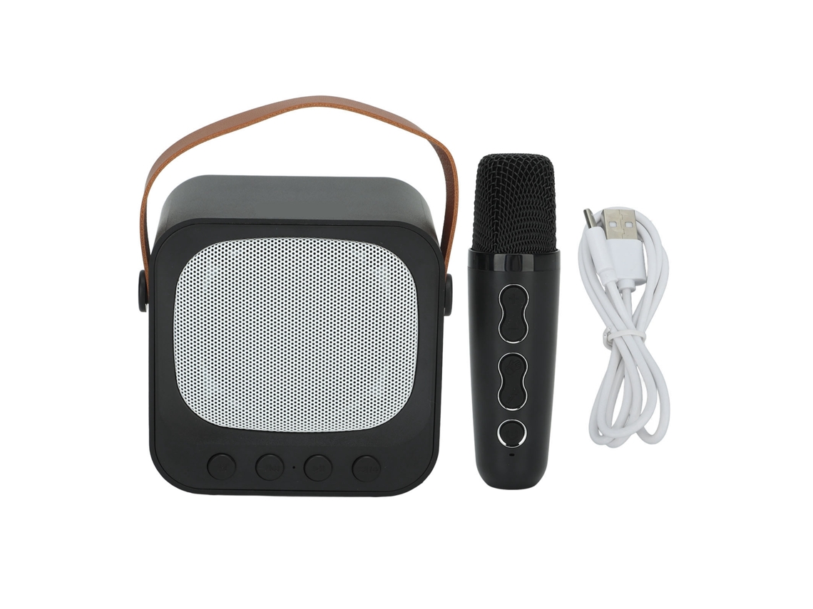 Mini Máquina De Karaokê Portátil Com Alto Falante Bluetooth, Microfone Sem Fio, Controle De Graves E Agudos, Preta. Aquaforge