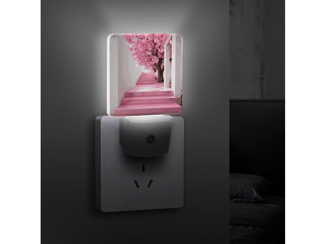 Luminária Noturna Escada em Formato de Flor Cerejeira com Sensor Crepuscular, Luminárias Noturnas Decorativas Eficientes