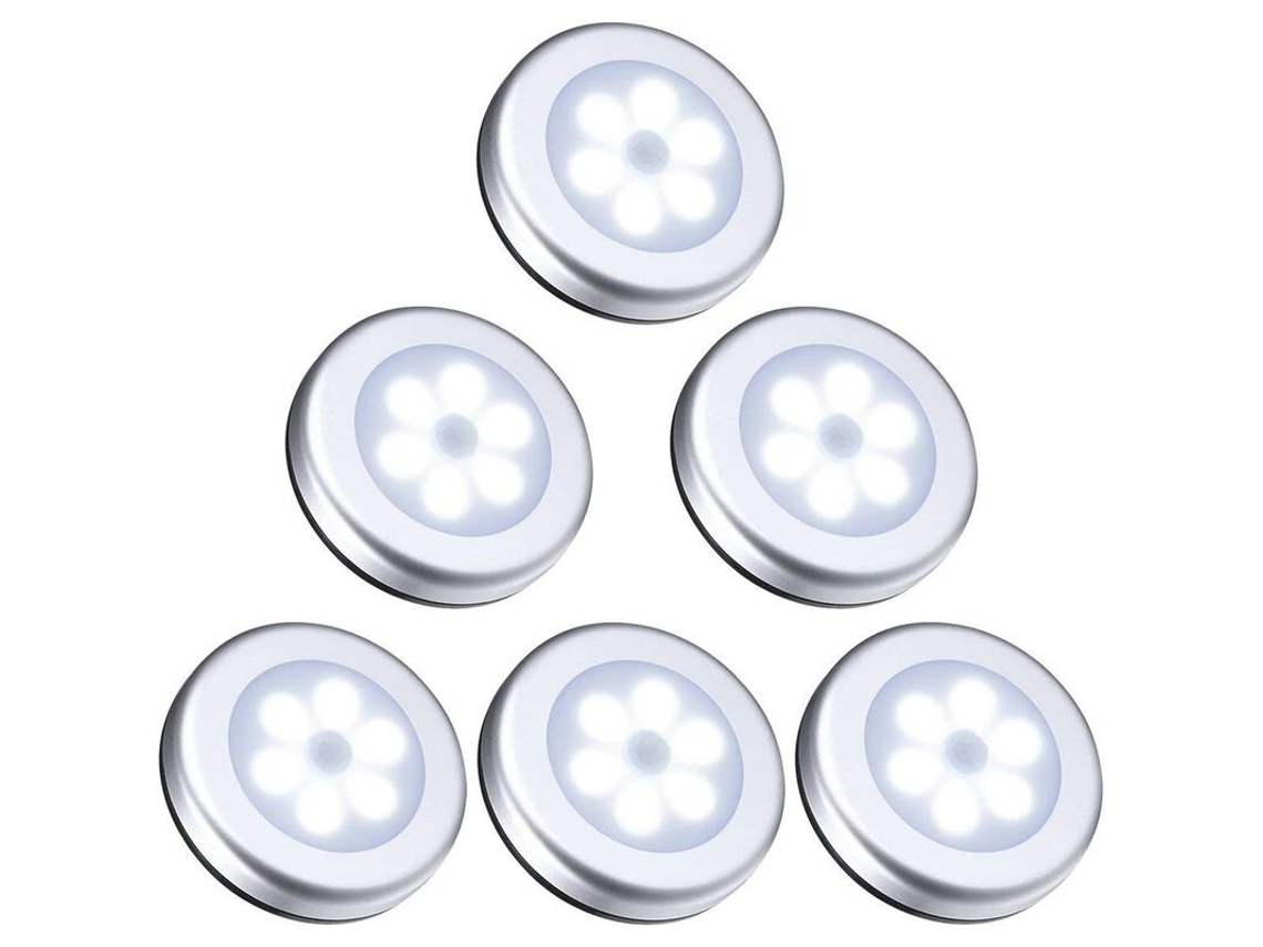Luminária Led para Armário/guarda, Roupa com 6 Luzes Noturnas, Sensor de Movimento e Base Magnética, Cor Prateada BRILVIBERA