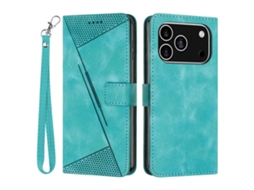 Capa De Couro Com Relevo Triangular Para Iphone 17 Pro, Compatível Com Alça De Mão (green-lingling)