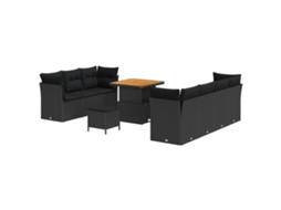 Conjunto De Móveis De Jardim Vidaxl Preto Vime Pe (80 X 80 X 71 Cm)