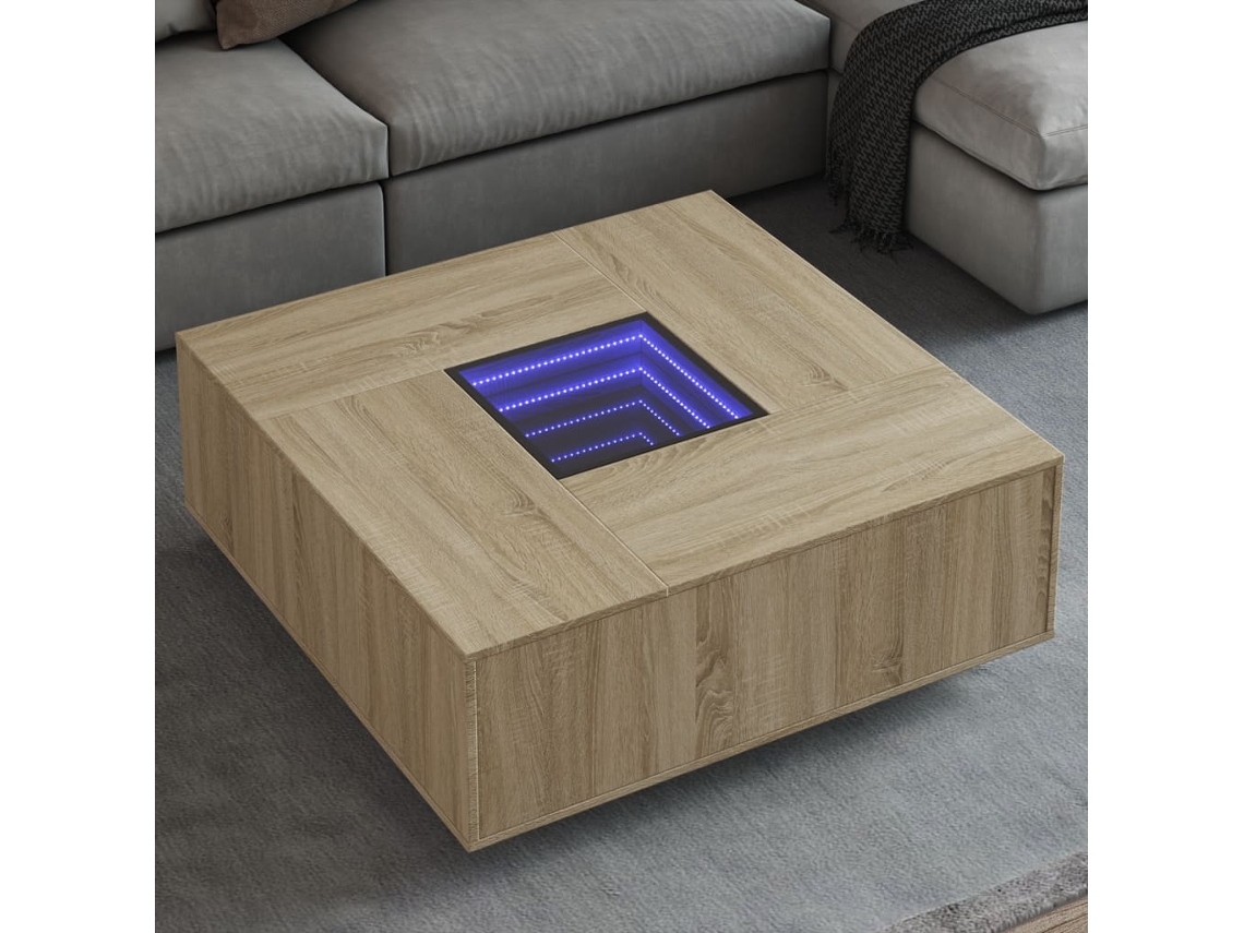Vidaxl Mesa De Centro Luzes Led Infinity 100x100x40 Cm Carvalho Sonoma