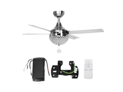 Ventilador de Teto Cristal 44 Polegadas 4 Lâminas Controle Remoto Led