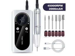 Furadeira Elétrica De Unhas De 45.000 Rpm Com Lima Eletrônica E Kit De Manicure Com Led E Bateria Externa Olysi Shop