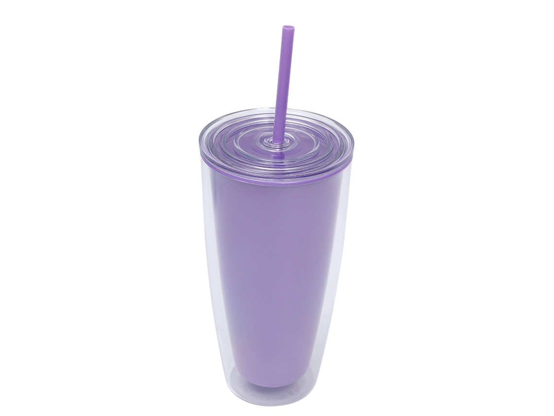 Copo de Plástico Plano Reutilizável de 24Oz com Tampa e Palhinha NEVEANCE