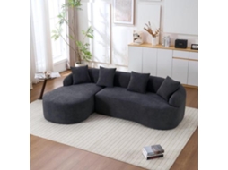 Sofá Modular De 3 Lugares - Curvo, Chaise Longue À Esquerda, Chenille, Sem Montagem - Cinzento Escuro