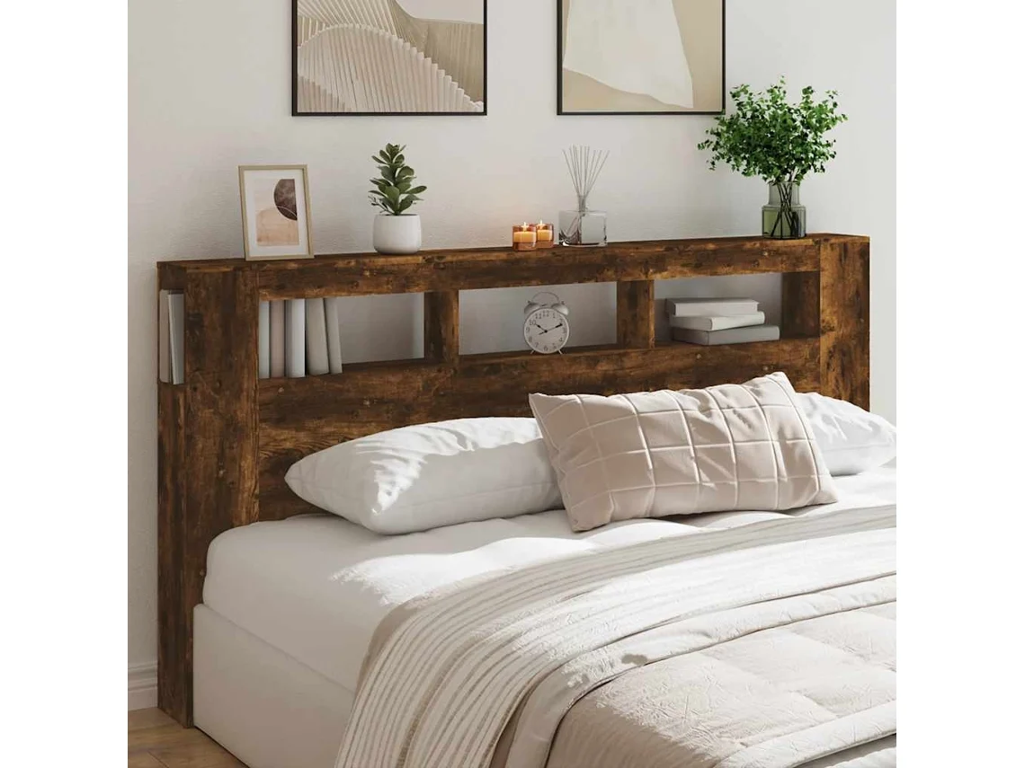 Cabecero LED 200x18,5x103,5 cm Madera Roble Ahumado Deriv.