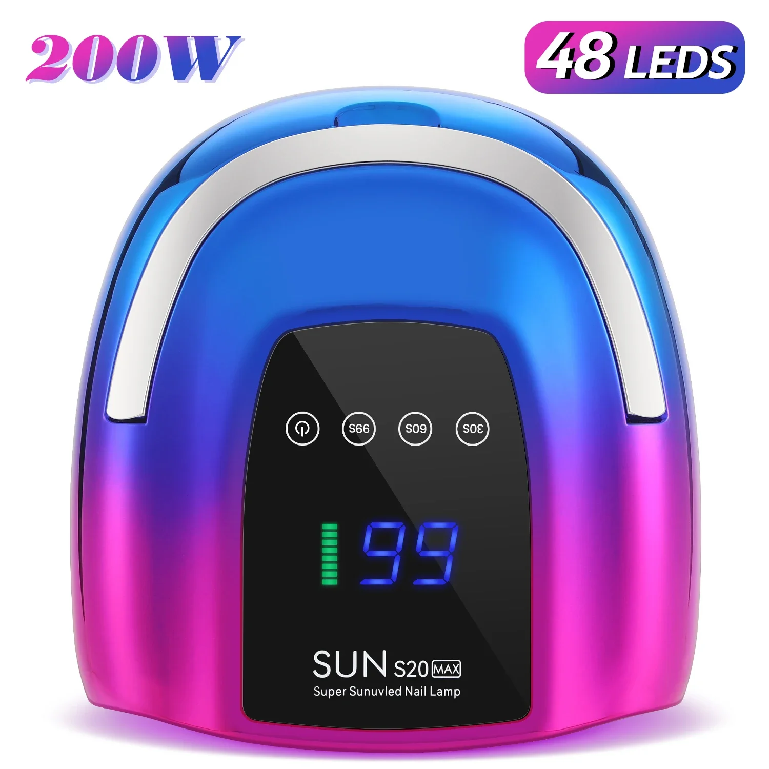 Lâmpada Led Para Unhas De 200w, Com 48 Leds E Visor Lcd De Alta Definição.