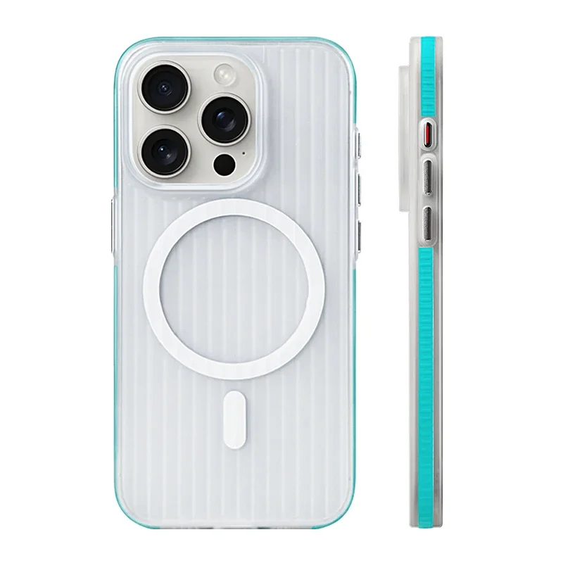 Capa Para Iphone 16 Pro Max Azul Da Yuanfeng Com Carregamento Sem Fio E Moldura Fosca À Prova De Quedas.