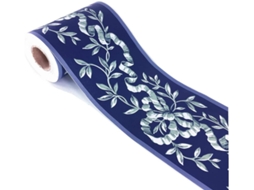 Papel de Parede Adesivo para Decoração de Borda de Parede com Padrão Floral À Prova Dágua 10 Cm X 10 M Azul Marinho SUNNY SPACES