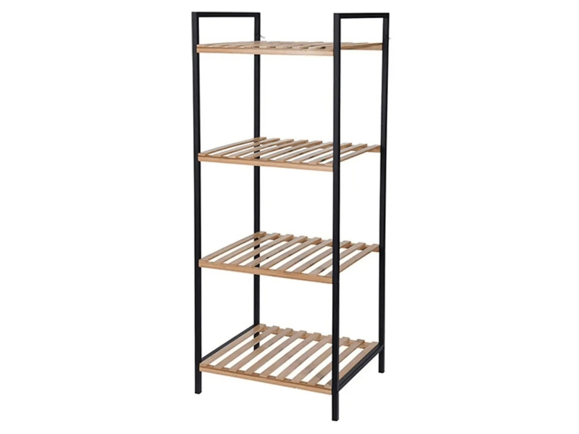 Estante de Arrumação de 4 Prateleiras em Bambu e Aço BATHROOM SOLUTIONS