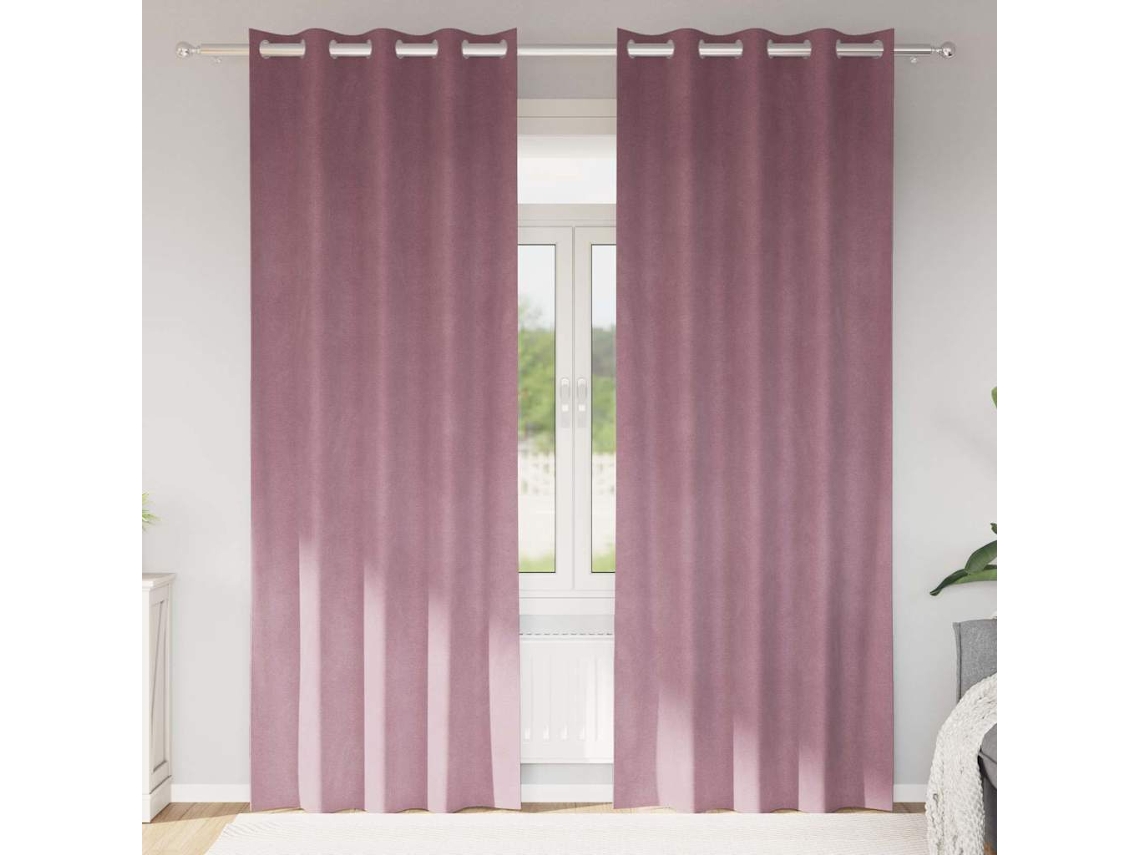 Vidaxl Cortinas Opacas 2 Unid. Rosa Escuro 140 X 260 Cm Veludo