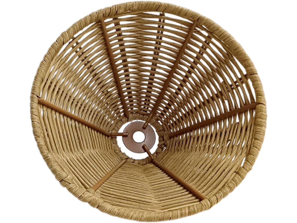 Abajur Cônico De Rattan Natural Trançado À Mão, 16x12x8,5 Cm, Para Lâmpada E27.