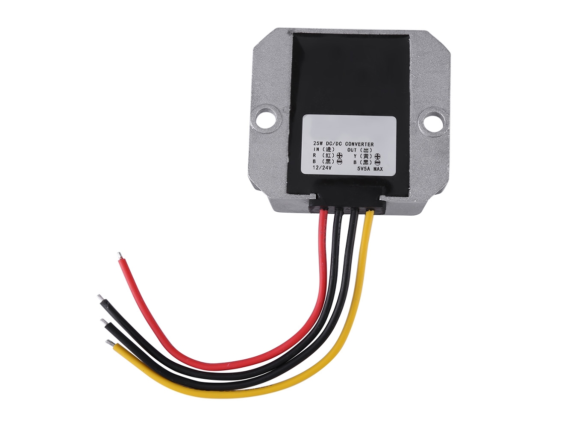 Módulo conversor DC DC 12V/24V para 5V 5A, 25W, para veículos, fonte de alimentação S/MARCA