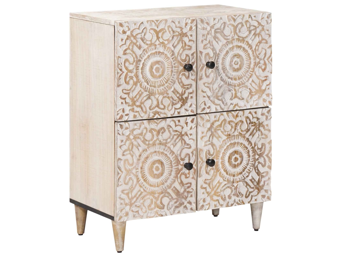 Vidaxl Buffet Branco 60 X 33,5 X 75 Cm Madeira De Manga Maciça