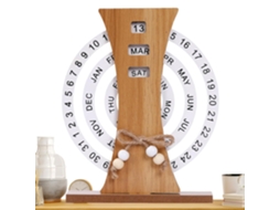 Calendário De Mesa De Madeira, Giratório Manual Com Design Retrô, Rústico Para Exibição