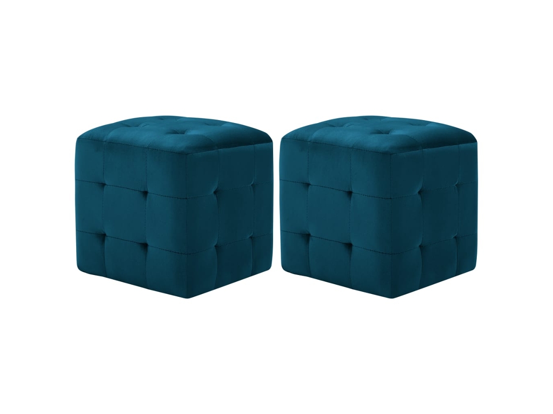Vidaxl Pufe 2 Pcs 30x30x30 Cm Veludo Azul