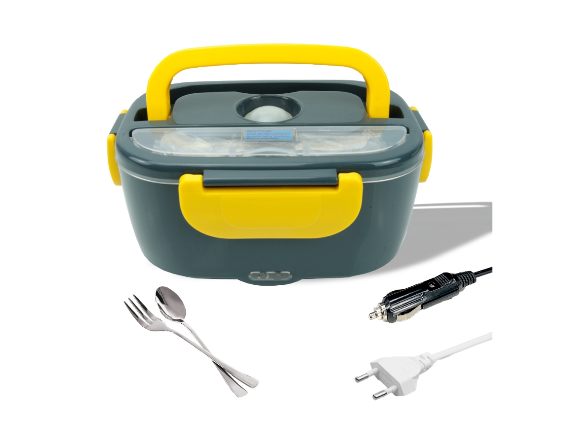 Caixa Térmica Elétrica para Almoço, Aquecedor de Comida Portátil para Carro/Caminhão/Casa com Recipiente de 1,5L, Garfo e Colher