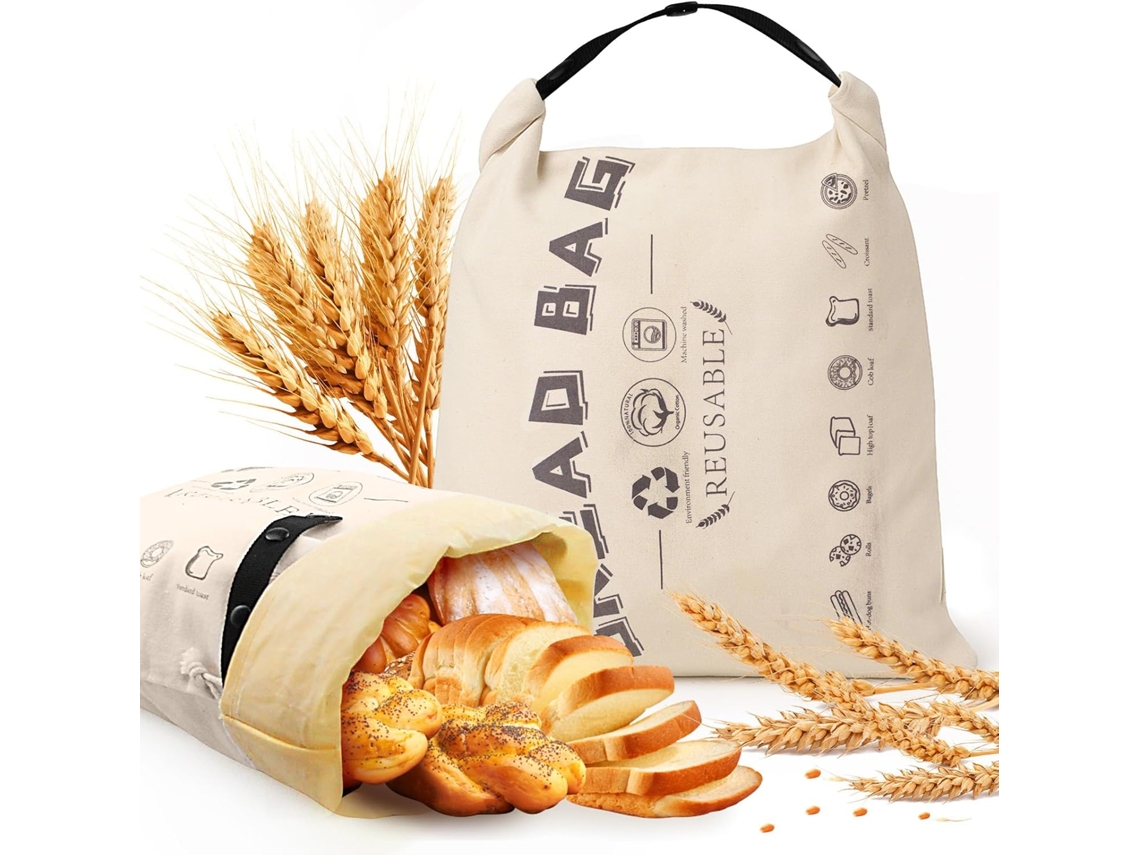 Conjunto De 2 Sacos Reutilizáveis Para Conservar Pão Caseiro, Em Algodão E Cera De Abelha, 42 × 32 Cm