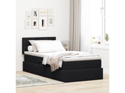 Vidaxl Cama De Armazenamento Led Com Colchão Preto 90 X 190 Cm Veludo