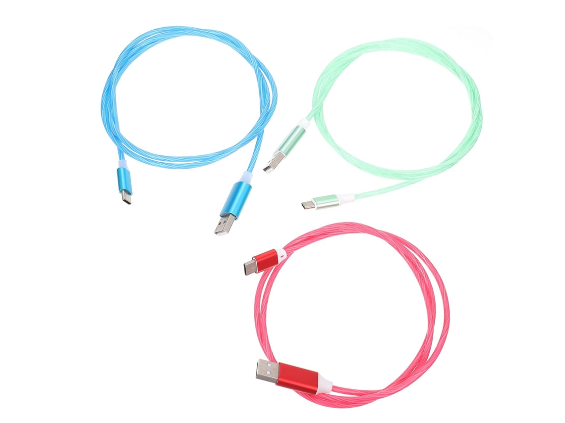 Conjunto De 3 Cabos Usb Tipo A Com Luzes Indicadoras Carregamento