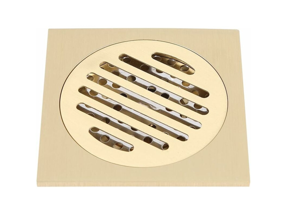 Ralo de Piso Quadrado em Latão para Chuveiro com Filtro Removível para Detector de Odores e Orifício de Drenagem. AQUAFORGE