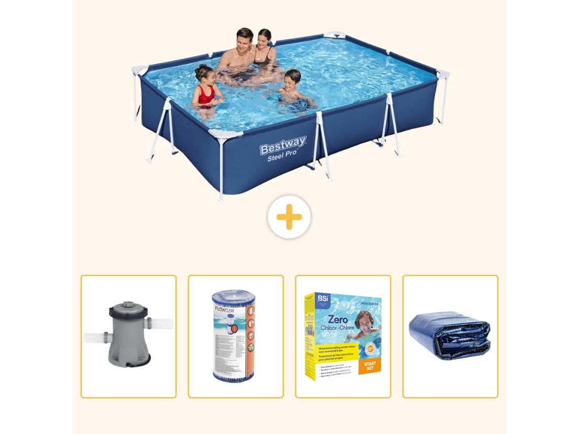 Bestway Piscina Bestway Steel Pro Retangular - 300x201x66 Cm - 5-peças S224