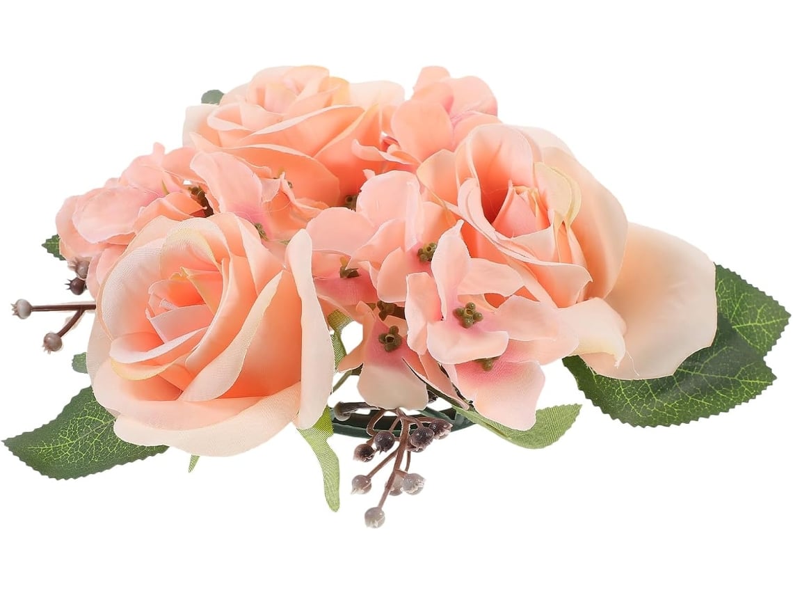 Guirlanda Artificial De Velas Rosa Em Plástico E Tecido De Seda